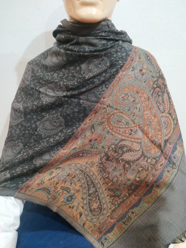 Black Handwoven Pure Pashmina Pazli Design