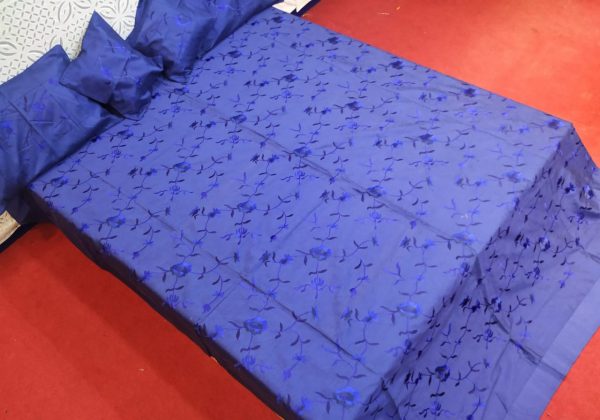 Royal Blue Silk Bed Cover
