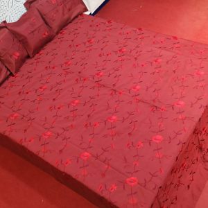 Tomato Red Silk Bed Cover