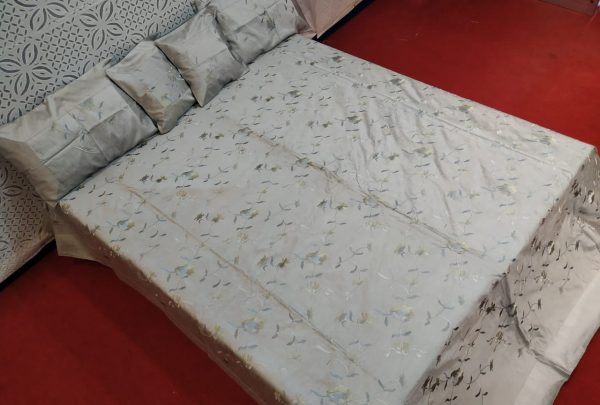 Light Gray Silk Bed Cover
