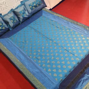Sky Blue Silk Bed Cover