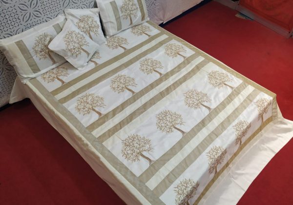 Off White Silk Bed Cover