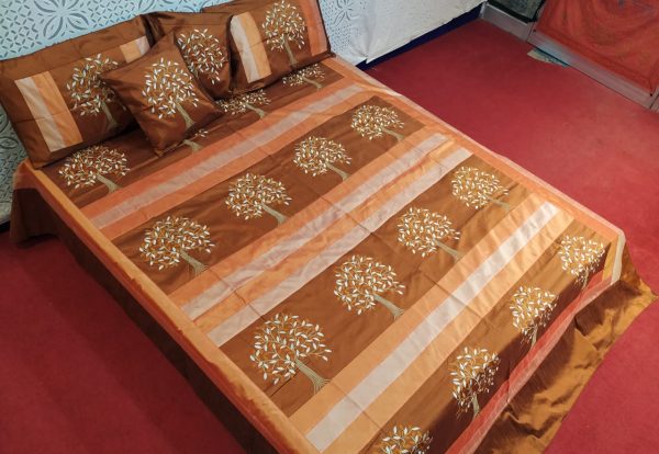Light Brown Silk Bed Cover