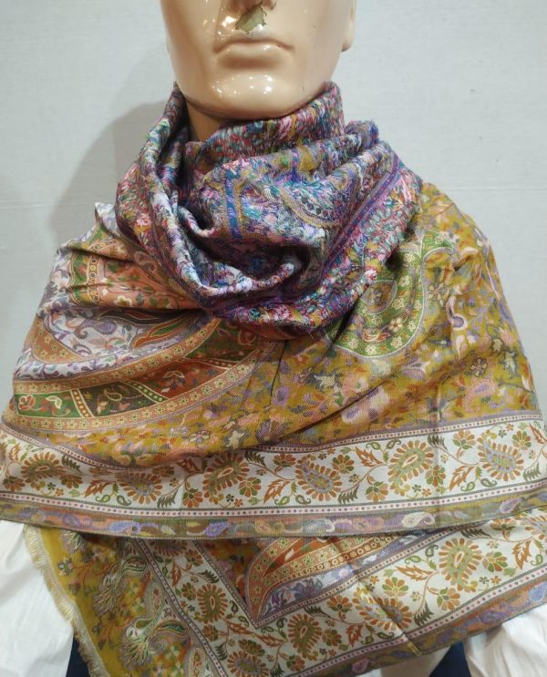 Yellow Kani Pashmina Shawl Paisley Design For Women