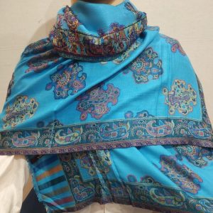 Turquoise Kani Pashmina Shawl Paisley Design For Women