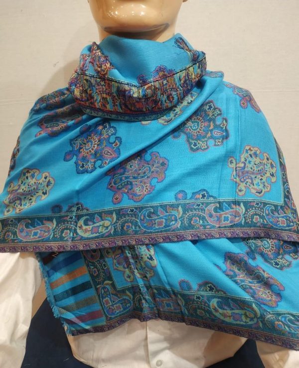 Turquoise Kani Pashmina Shawl Paisley Design For Women