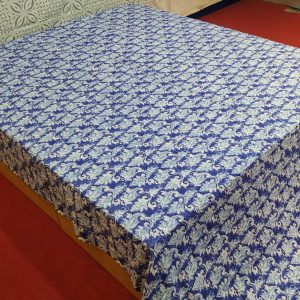 Light Blue Paisley Block Printed Bed Cover Double Layer Hand Stitched Bed Cover