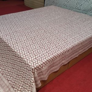Rust & Zig Zag Block Printed Bed Cover Double Layer Hand Stitched Bed Cover With Border