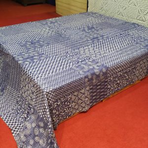 Indigo Patchwork Block Printed bed cover Double Layer Hand Stitched Bed Cover
