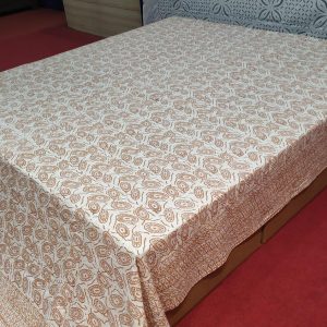 Rust Double Eggs Block Printed Bed Cover Double Layer Hand Stitched Bed Cover With Border