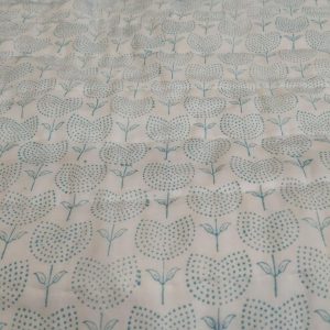 Light Green Floral Design Hand Block Printed Reversible Quilt