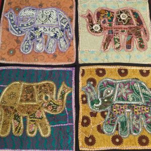 Multi Color Elephant Old Patchwork Cotton Cushion Cover