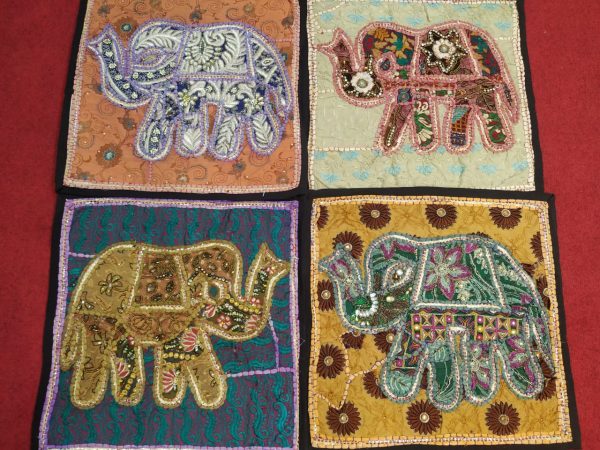 Multi Color Elephant Old Patchwork Cotton Cushion Cover